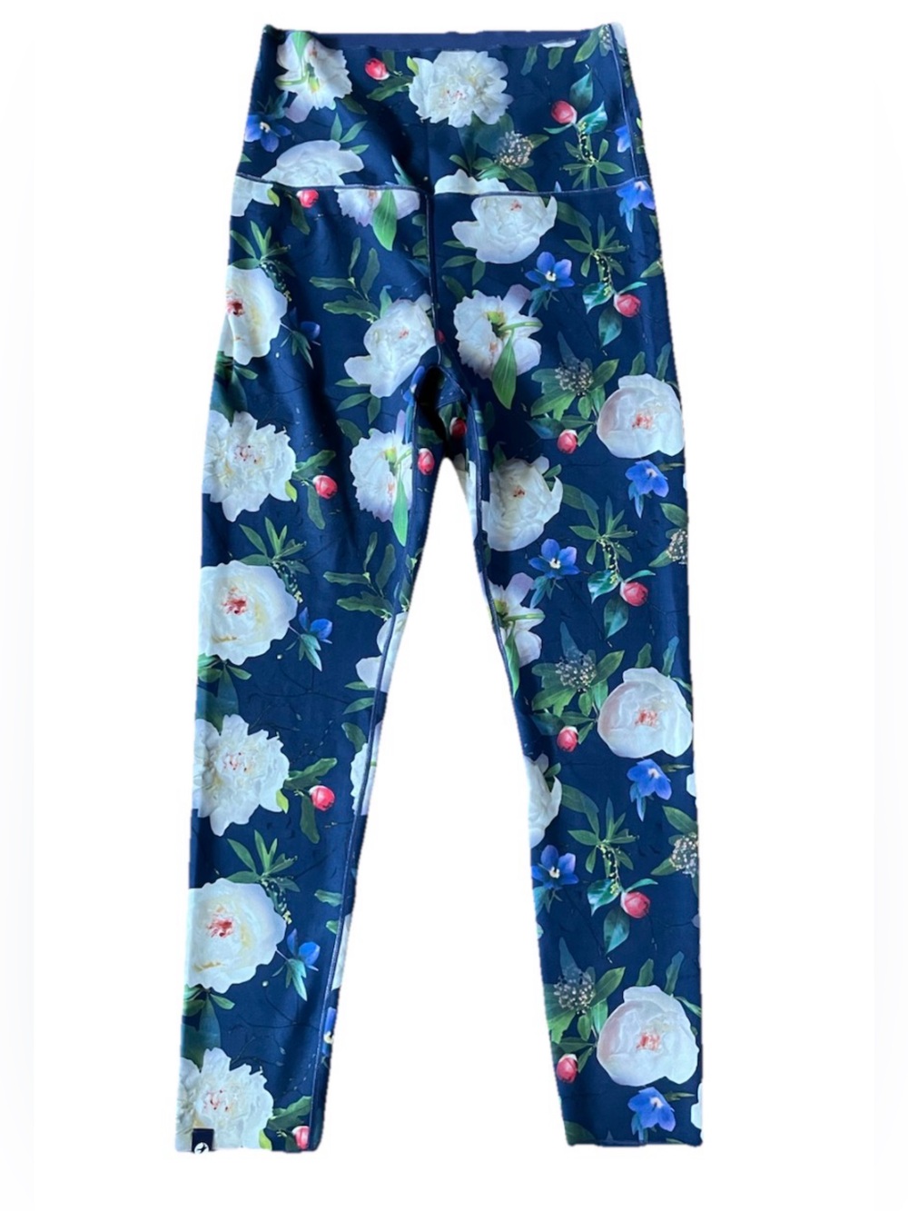 Oiselle Blue Floral Reversible High Waisted Legging
